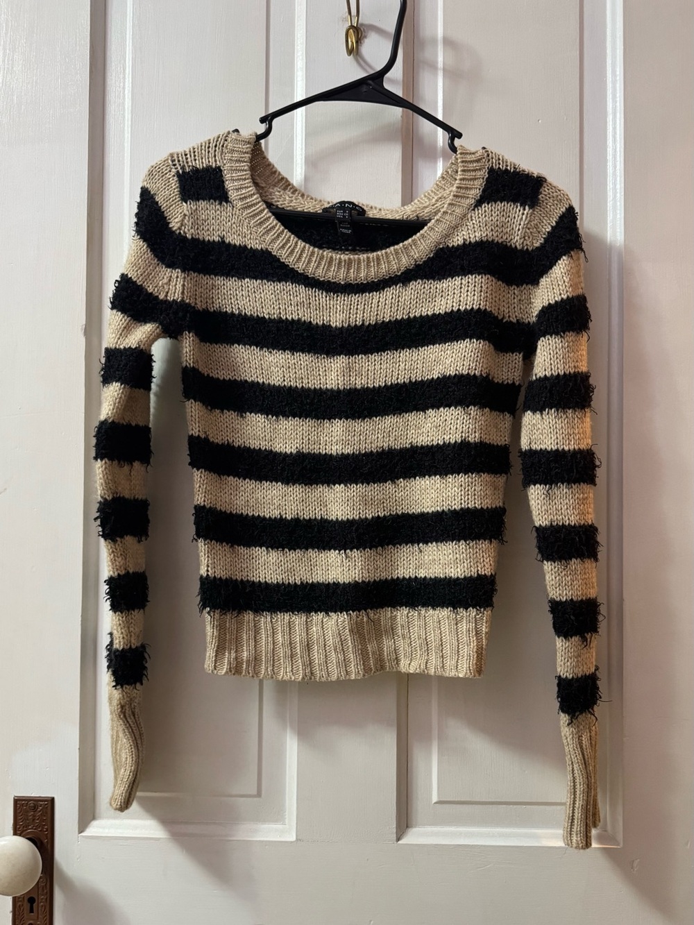 FANG Striped Crewneck Sweater in Black and Cream*